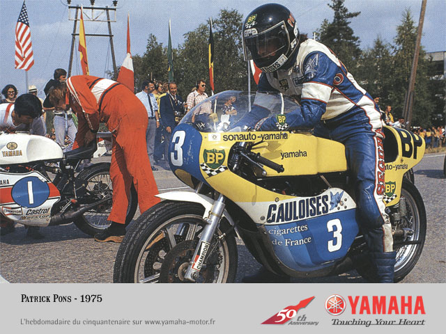 Poster Pilote MOTO #PM194 PATRICK PONS sur YAMAHA 1975 